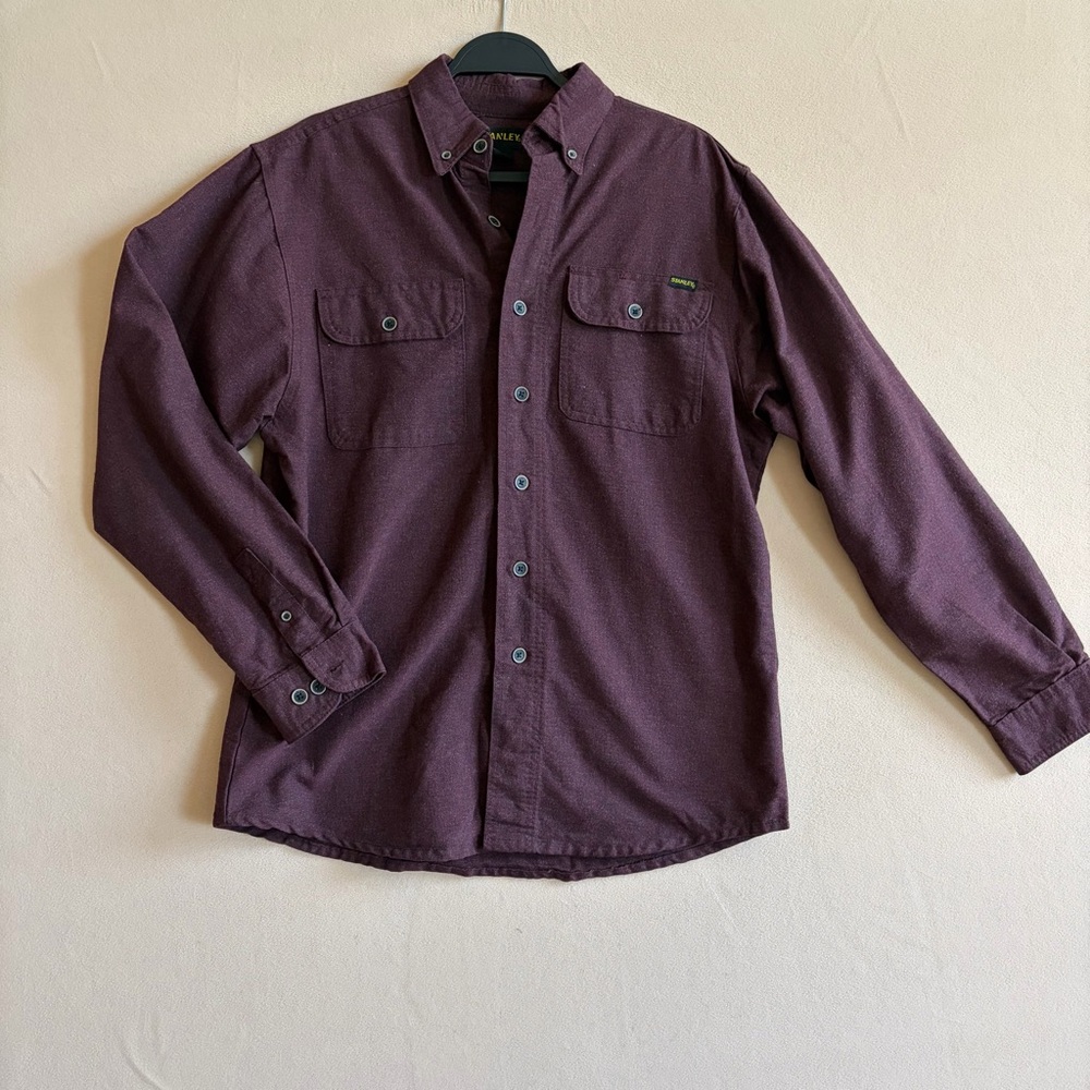 Stanley Midweight Flannel‎ Cotton Button Down Burgundy Size M
